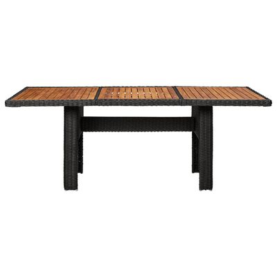 vidaXL Sodo valgomojo stalas, juodas, 200x100x74cm, poliratanas