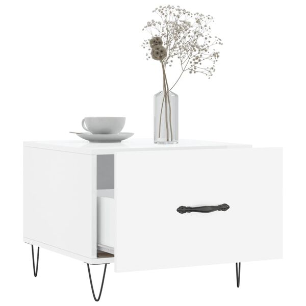 vidaXL Kavos staliukai, 2vnt., balti, 50x50x40cm, mediena, blizgūs