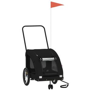 vidaXL Dviračio priekaba augintiniams, juoda, oksfordo audinys/geležis