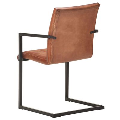 vidaXL Gembinės valgomojo kėdės, 2vnt., rudos spalvos, tikra oda
