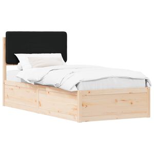 vidaXL Lovo rėmas su apmu&scaron;tu galvūgaliu Juoda 100 x 200 cm