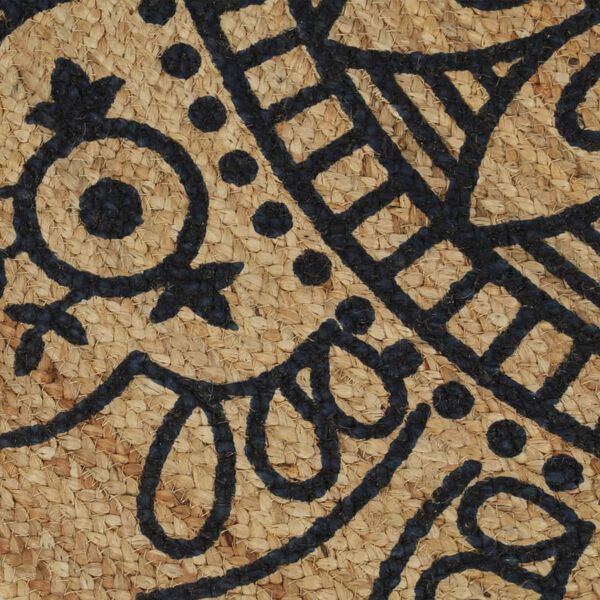 vidaXL Kilimas, 150cm, džiutas, rankų darbo, su tamsiai mėlynu raštu