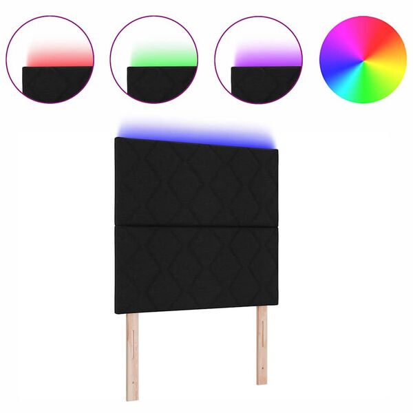 vidaXL Galvūgalis su LED juostelių žibintais Juoda 90 cm audinys