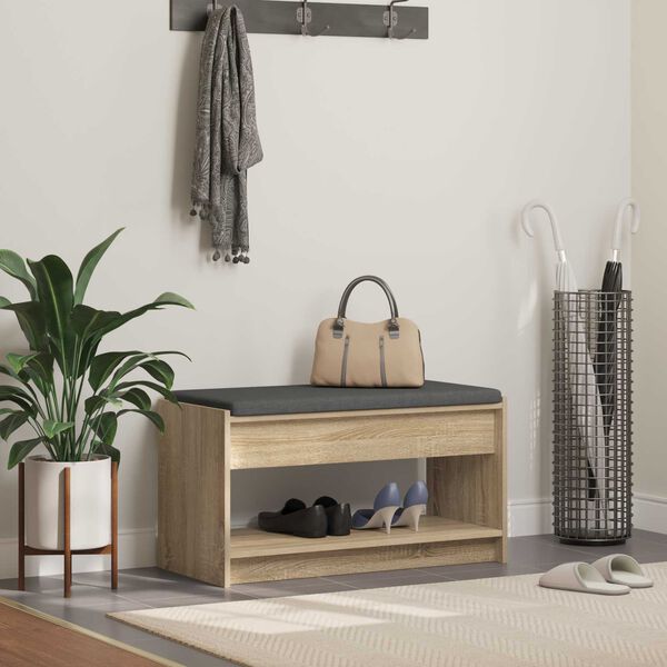 vidaXL Koridoriaus suolas su pagalve Sonoma ąžuolas 83 x 38 x 45 cm