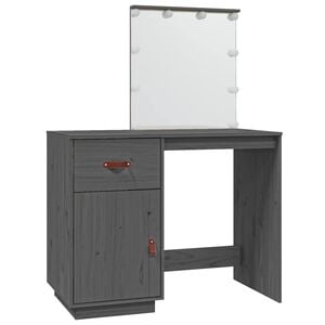 vidaXL Kosmetinis staliukas su LED, pilkas, 95x50x133,5cm, pu&scaron;is