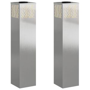 vidaXL Saulės LED &scaron;aligatvio &scaron;viesa 2 vnt. &Scaron;ilta balta 18 x 18 x 80 cm