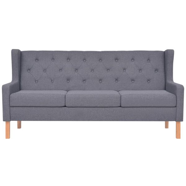 vidaXL Trivietė sofa, audinys, pilka
