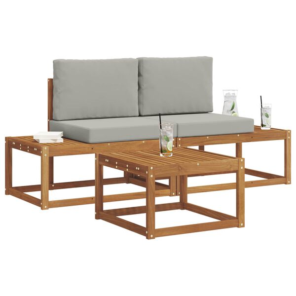 vidaXL Lauko sofos komplektas su pagalve 3 pcs Natūrali