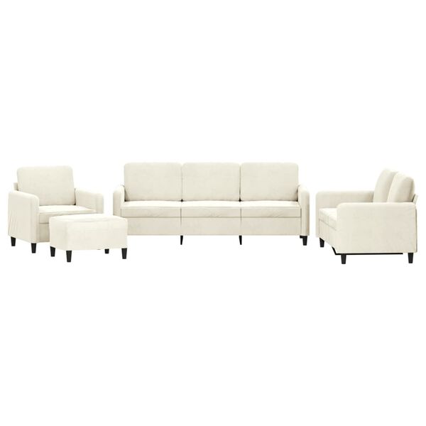 vidaXL Sofos komplektas, 4 dalių, kreminės spalvos, aksomas