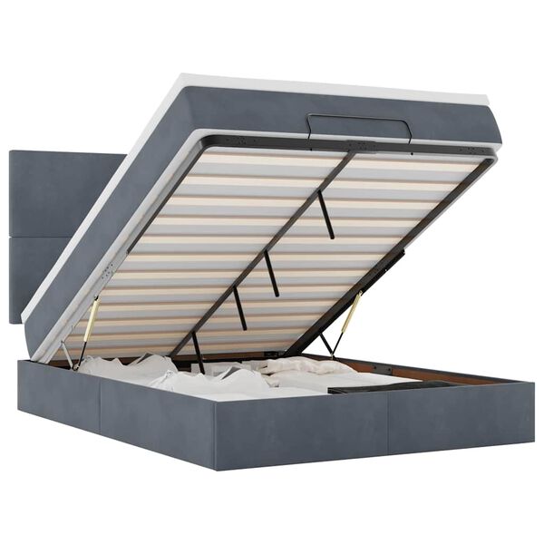 vidaXL Osmanų lova su čiužiniais Tamsiai pilka 140x200cm Velvet