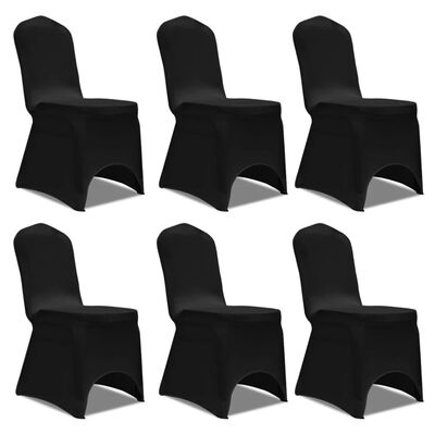 vidaXL Kėdžių užvalkalai, 12vnt., juodos spalvos, įtempiami (2x241198)