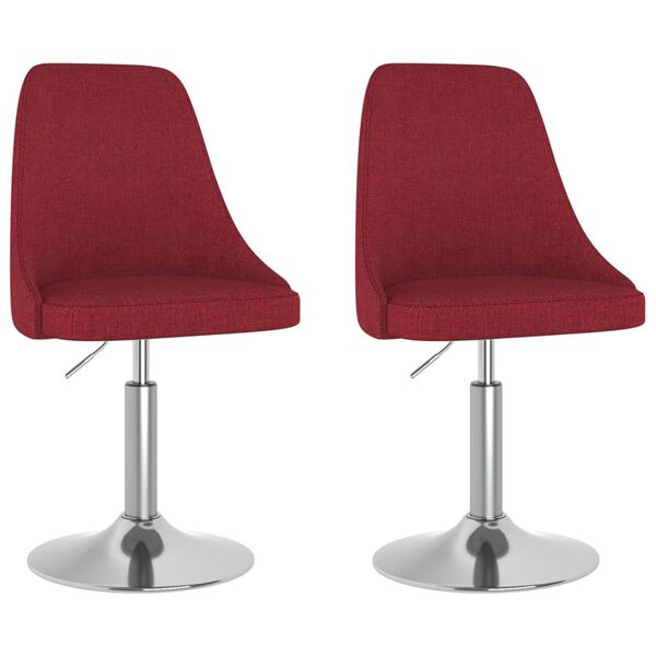 vidaXL Pasukamos valgomojo kėdės, 2vnt., raudonojo vyno, audinys