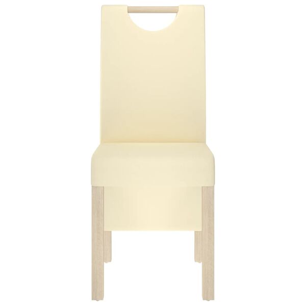 vidaXL Valgomojo kėdės, 2vnt., kreminės spalvos, dirbtinė oda