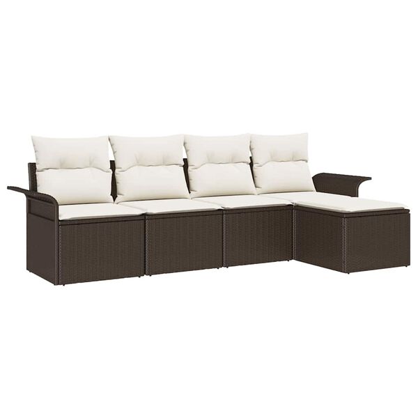 vidaXL Lauko sofa su pagalve 5 pcs Ruda poliratanas