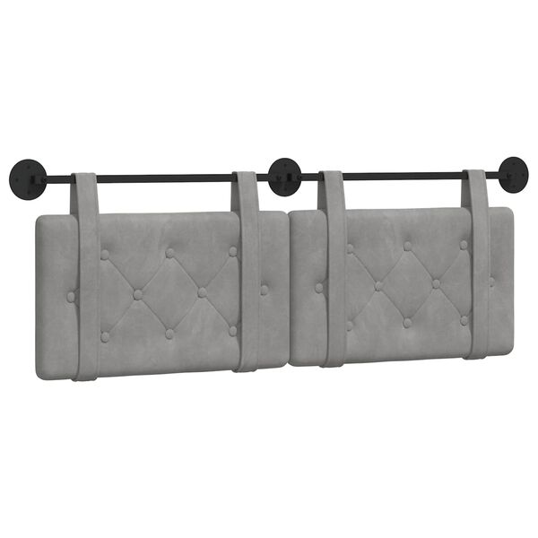 vidaXL Kabantysis galvūgalis &Scaron;viesiai pilka 130 x 55 x 5 cm Aksomas