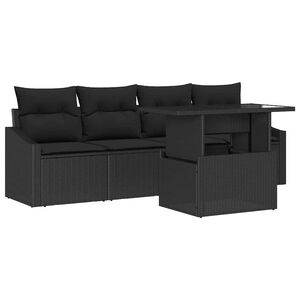 vidaXL Sodo Sofų Rinkinys su saugykla 5 pcs Juoda Poli ratanas
