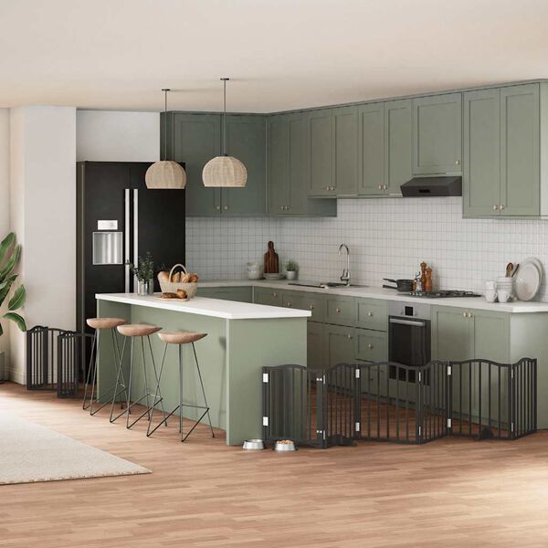 vidaXL Varteliai &scaron;unims su durimis, 15 segmentų, juodi, 750cm, tuopa