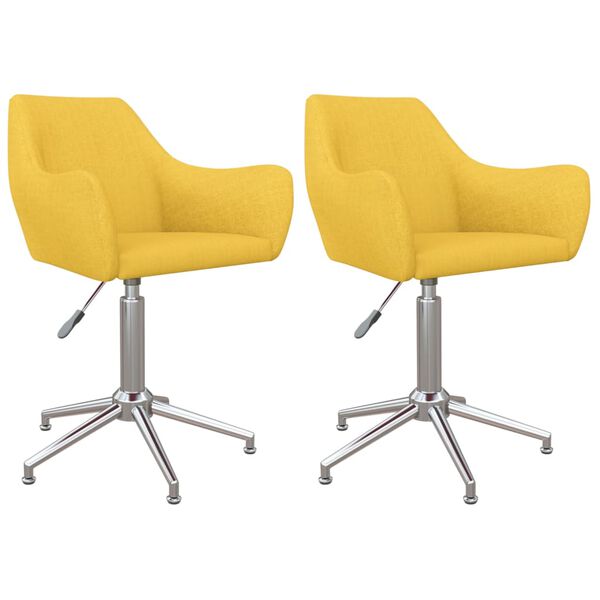 vidaXL Pasukamos valgomojo kėdės, 2vnt., geltonos spalvos, audinys