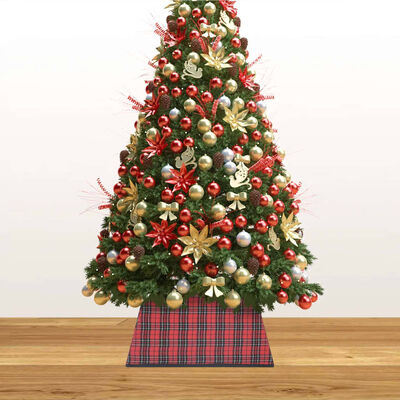 vidaXL Kalėdų eglutės stovo apvadas, raudonas ir juodas, 48x48x25cm