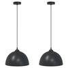 vidaXL Pakabinami &scaron;viestuvai, 2 vnt., reguliuojamo auk&scaron;čio, E27, juodi, &Oslash; 30 cm, metaliniai