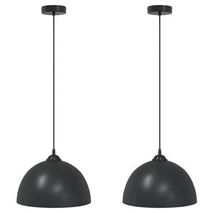 vidaXL Pakabinami &scaron;viestuvai, 2 vnt., reguliuojamo auk&scaron;čio, E27, juodi, &Oslash; 30 cm, metaliniai