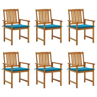 vidaXL Sodo kėdės su pagalvėlėmis, 6vnt., akacijos medienos masyvas