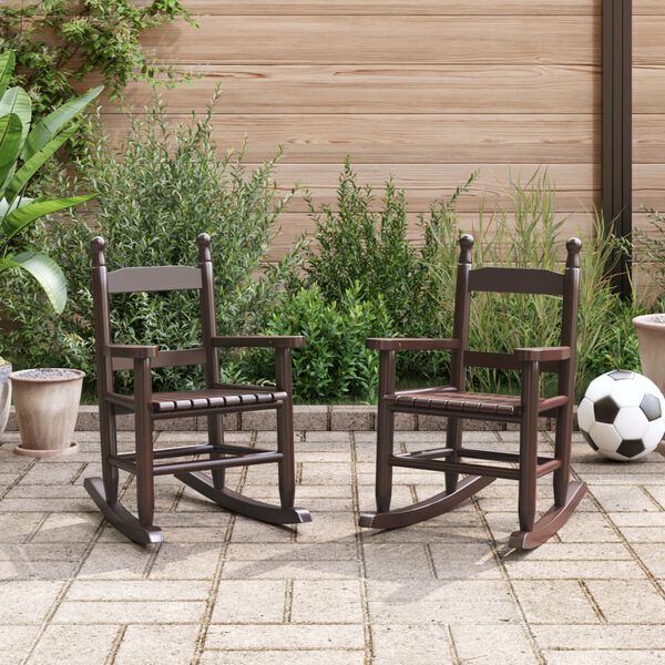 vidaXL Supamos kėdės vaikams, 2vnt., rudos, tuopos medienos masyvas