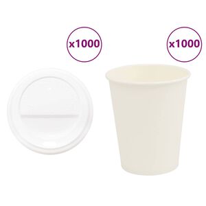 vidaXL popieriniai kavos puodeliai su dangteliais 1000 vnt 8oz 200ml