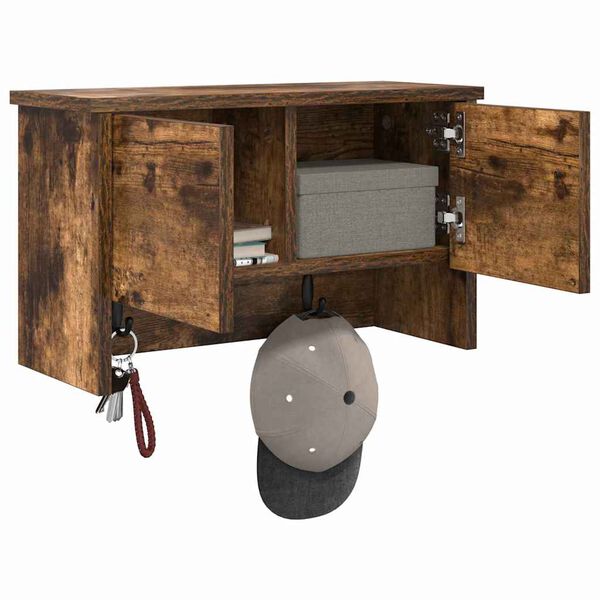 vidaXL Prikabinamas paltas su lentyna Rūkyta ąžuolas 50 x 20 x 30 cm