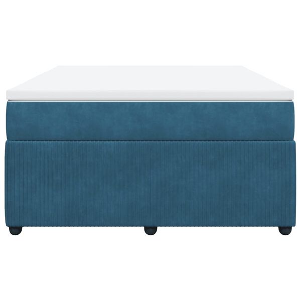 vidaXL Lova su spyruoklėmis ir čiužiniu, mėlyna, 140x200 cm, aksomas