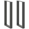 vidaXL Baro stalo kojos, U formos, 2 vnt., antracito spalvos, 40x(90-91) cm, plienas