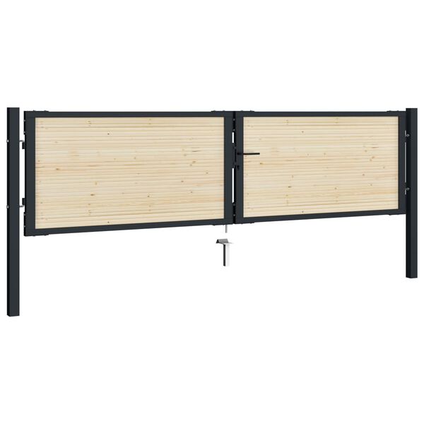 vidaXL Vartai, 310x125cm, plienas ir eglės mediena (144579+146534)