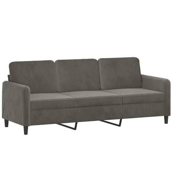 vidaXL Trivietė sofa su pakoja, tamsiai pilkos spalvos, 180cm, aksomas