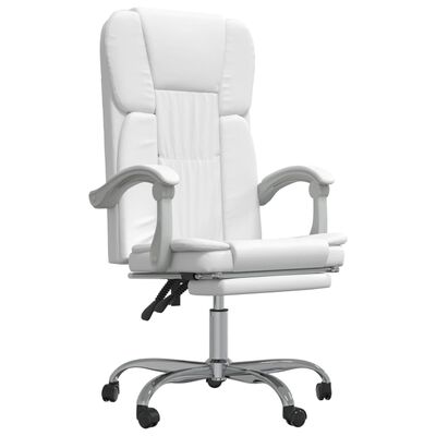 vidaXL Atlošiama biuro kėdė, baltos spalvos, dirbtinė oda