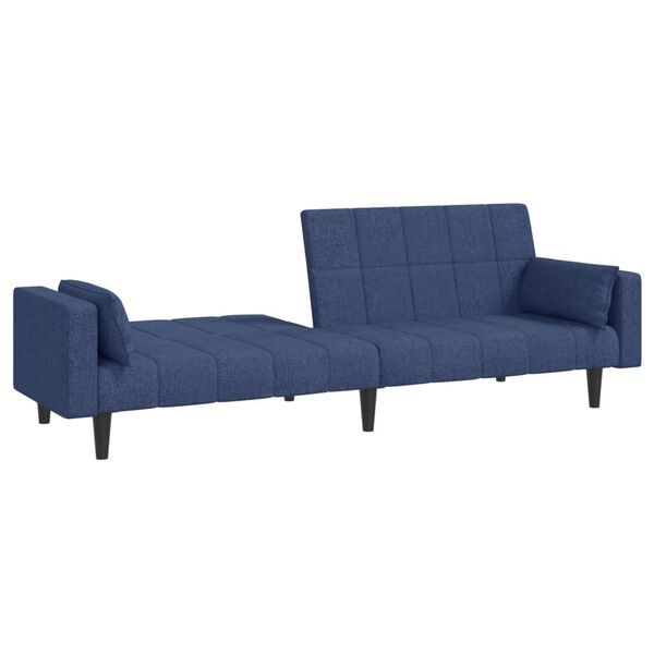 vidaXL Dvivietė sofa-lova su dvejomis pagalvėmis, mėlyna, audinys