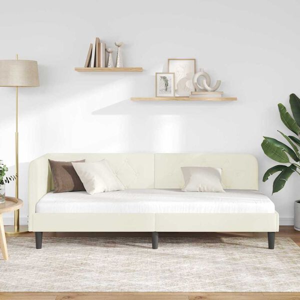 vidaXL Kampinė lovos konstrukcija Kreminė 80 x 200 cm Aksomas