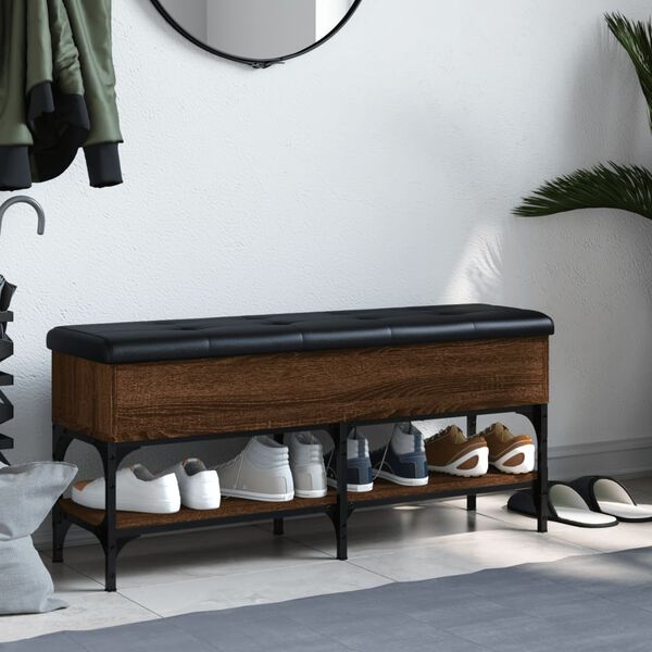 vidaXL Batų suoliukas, rudas ąžuolo, 102x32x45cm, apdirbta mediena