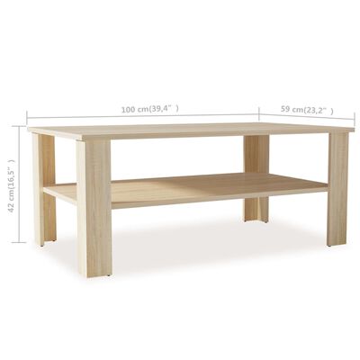 vidaXL Kavos staliukas, med. drožlių plokštė, 100x59x42cm, ąžuolas