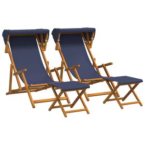 vidaXL Gulintojas 4 pcs 3 Pozicija Kietas eukalipto medis Mėlyna