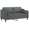 vidaXL Dvivietė sofa su pagalvėlėmis, tamsiai pilka, 140cm, audinys