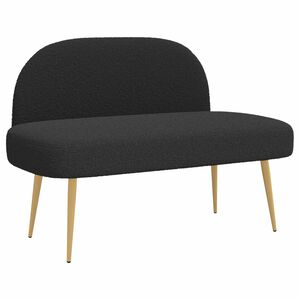 vidaXL Aptrauktas suolelis su atlo&scaron;u Juoda 110 x 60 x 76 cm Boucl&eacute;
