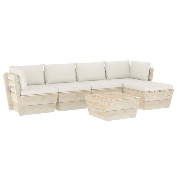 vidaXL Sodo baldų komplektas i&scaron; palečių su pagalvėlėmis, 6 dalių, eglė