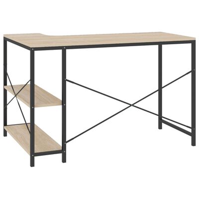 vidaXL Kompiuterio stalas, juodos ir ąžuolo spalvos, 110x72x70cm, MDP