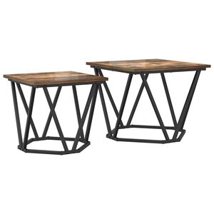 vidaXL &Scaron;oninių staliukų komplektas 2 pcs Rūkyta ąžuolas