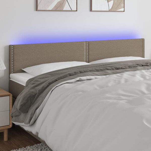 vidaXL Galvūgalis su LED, taupe spalvos, 160x5x78/88cm, audinys