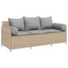 vidaXL Sodo sofa su pagalvėlėmis, 3 sėdimos vietos, smėlio spalvos, poliratanas