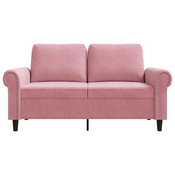 vidaXL Dvivietė sofa, rožinės spalvos, 120cm, aksomas