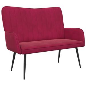 vidaXL Dvita&scaron;kė sofa Vyno raudona 115 x 61 x 87 cm Aksomas