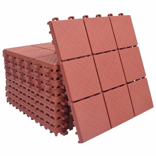 vidaXL Terasinė Plytelė 10 pcs Raudona 30,5 x 30,5 x 2,2 cm