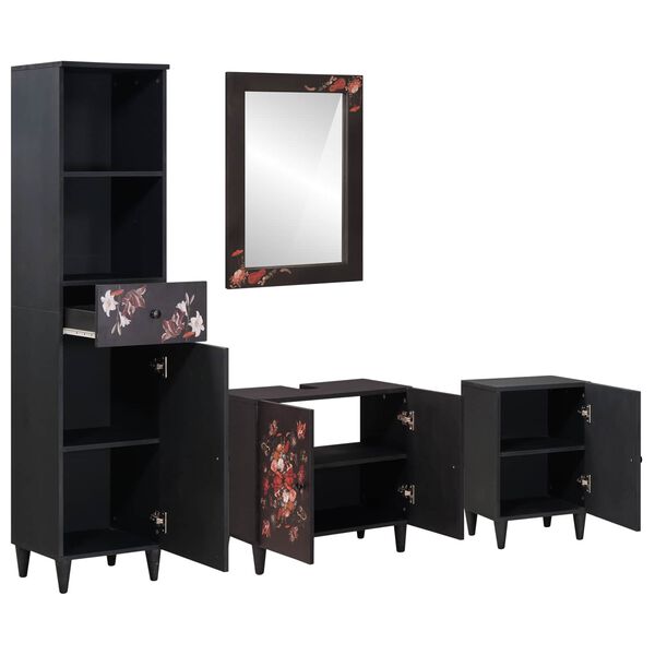 vidaXL Vonios spintos komplektas su stalčių 4 pcs Kietas mango medis